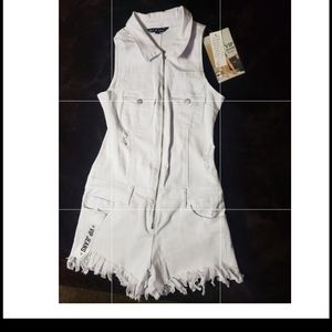 White jean romper